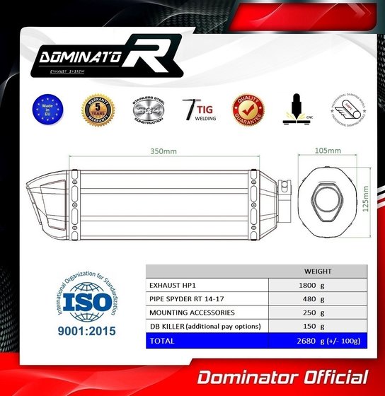 SPYDER RT (2014 - 2018) exhaust silencer hp1 | Dominator