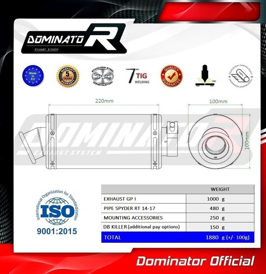 SPYDER ST (2014 - 2018) exhaust silencer gp1 | Dominator