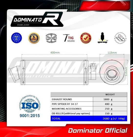 SPYDER RS (2014 - 2018) exhaust silencer round | Dominator