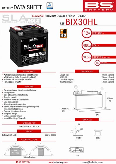 DEFENDER 800 (2016 - 2018) "sla-max" akumuliatorius | BS BATTERY